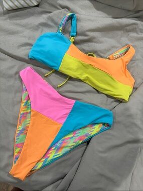 Neon Colorblock Bikini Set - Pink, Blue, Orange, Yellow